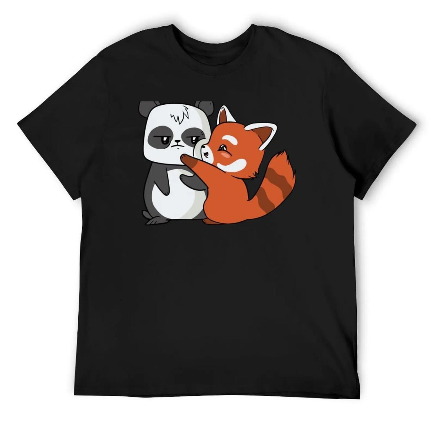 Cute White And Red Panda T-Shirt korean fashion Funny t-shirts blanks tshirts personalised mens designer clothes S