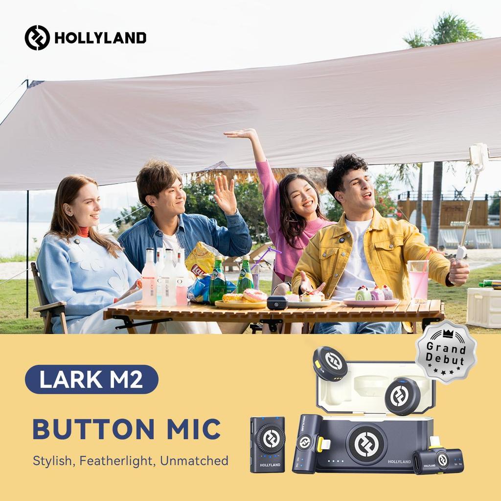 Hollyland Lark M2 Wireless Microphone, 48kHz/24bit Studio Sound, 300m Range, 40H Battery, Noise Cancellation, Magnetic Clip, for Camera Phone Vlog