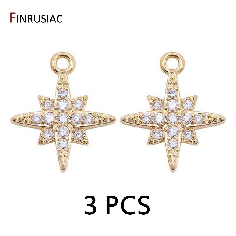 Gold Plated with Inlaid Zircon Small Star Charms Pendant For DIY Jewelry Making Handmade Bracelet Necklace Earrings Accessories