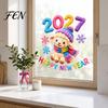 Winter Theme Window Decals Chinese New Year Stickers, 2027 Goat Static Clings, Reusable Removable Art Crochet Knit Lamb Decals, Decor for Home