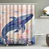 Whale Bathing Blue Shower Curtain For Bathroom Decor Coral Sea Life Print, Polyester Fabric Waterproof 3D Printing Shower Curtai