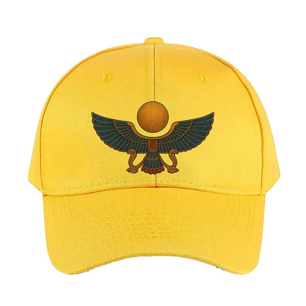 Ancient Egyptian Winged Sun Disk Symbol Woman Man Baseball Cap Adult Adjustable with Curved Brim Hiking Fishing Hat trucker cap