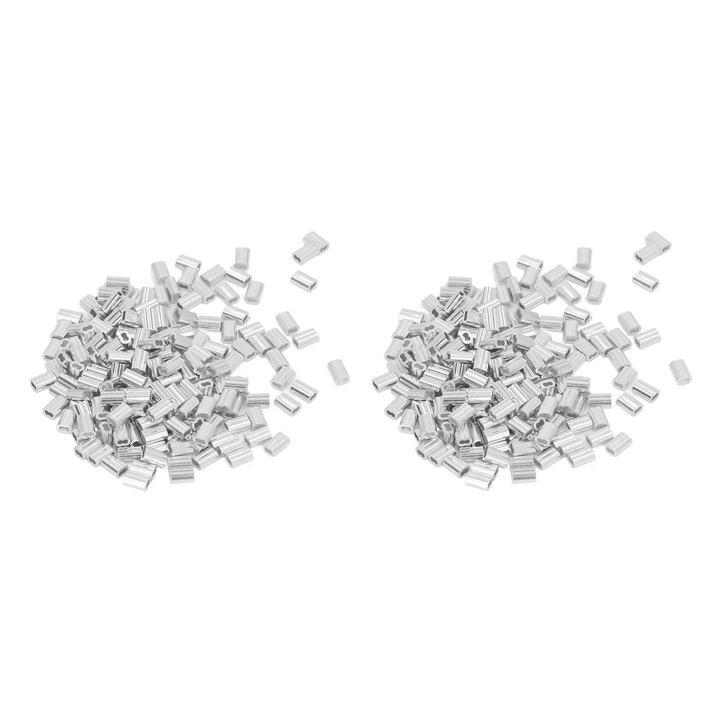 400pcs Fishing Line Connector Sleeves Double Hole Fixation Aluminum Crimping Loop Sleeve for Beauty Salon