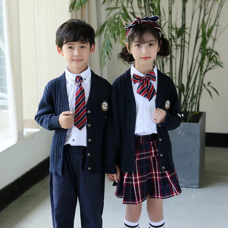 2025 Spring & Fall Elementary School Knitted Cardigan Uniform Set for Boys & Girls