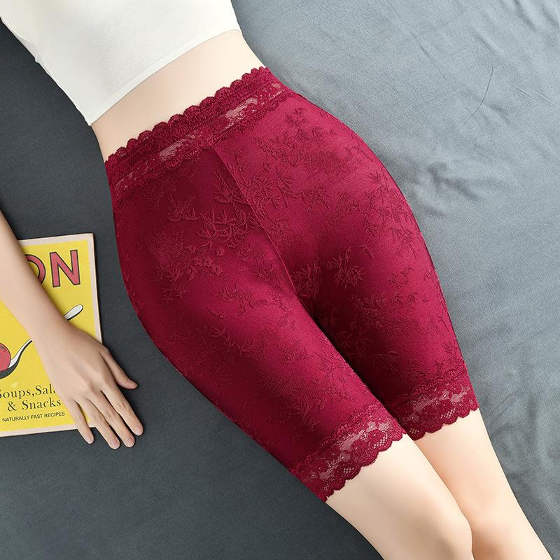 Plus Large Size Female Spring and Summer Lace Anti Wear High Waist Safety Leggings