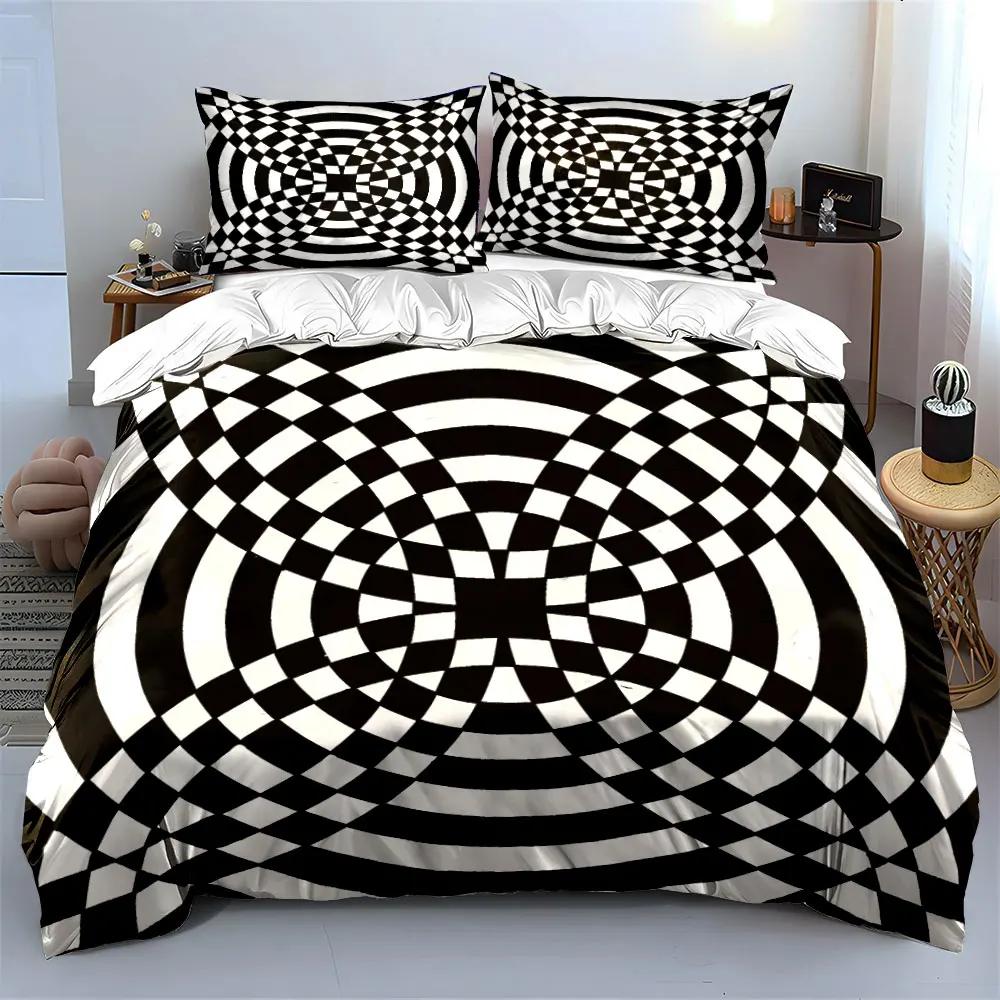 "Geometric Pattern Three-Piece Decor Set" Multiple sizes kid's and adults' bedroom Exquisite 3PC bedding set gift