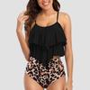 Dames Vintage Zwempakken Vrouwelijke Ruche Geplooide Split Zwempak Elegant Conservatief Zwempak Hoge Taille Broekjes Temperament Bikini