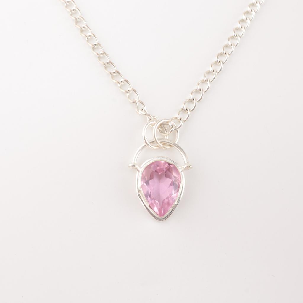 Morganite Gemstone 925 Sterling Silver Handmade Jewelry  Women Necklace Pendant PP-56-11