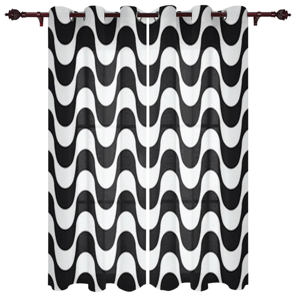 Abstraktní geometrický černobílý okenní závěs pro dětský pokoj, domácí žaluzie, závěsy do obývacího pokoje, ložnice, okenní závěsy