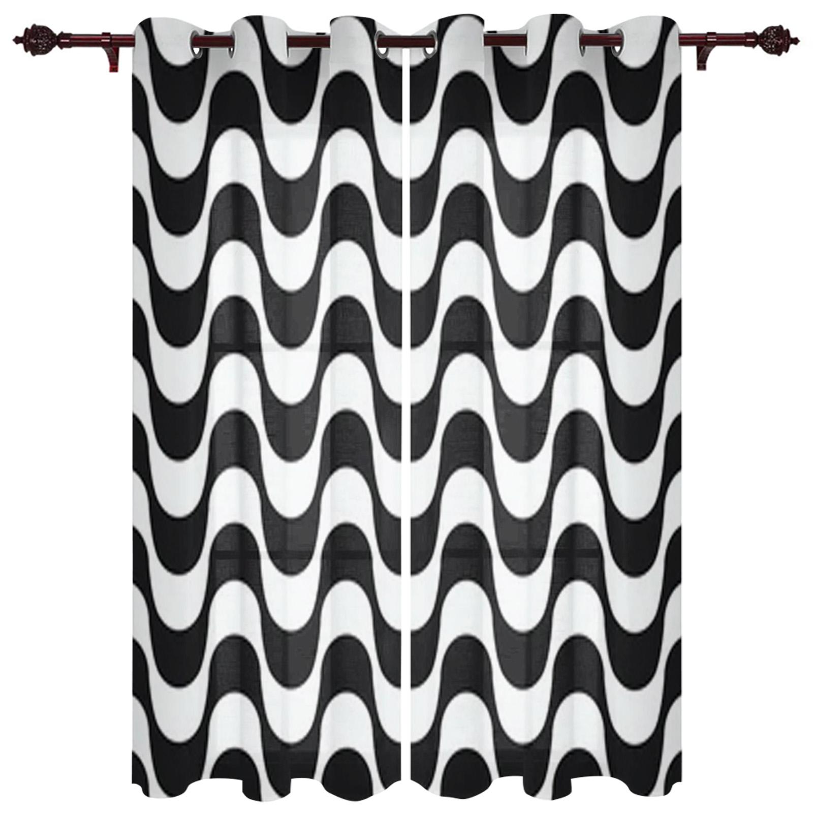 Абстрактные геометрические черно-белые оконные занавески для детской комнаты — фото 15