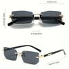 Men'S Y2K Style Square Frameless Fashion Glasses Decorative Lens Design Regular Size for Daily Casual Wear