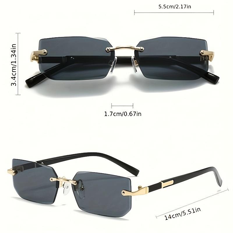 Men'S Y2K Style Square Frameless Fashion Glasses Decorative Lens Design Regular Size for Daily Casual Wear