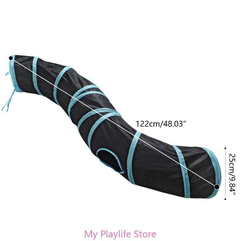 Collapsible Cat Tunnel Spring Tube 2 Holes S Shape Tunnels Toy Relieve Boredom for Indoor Kitten Rabbits Puppies