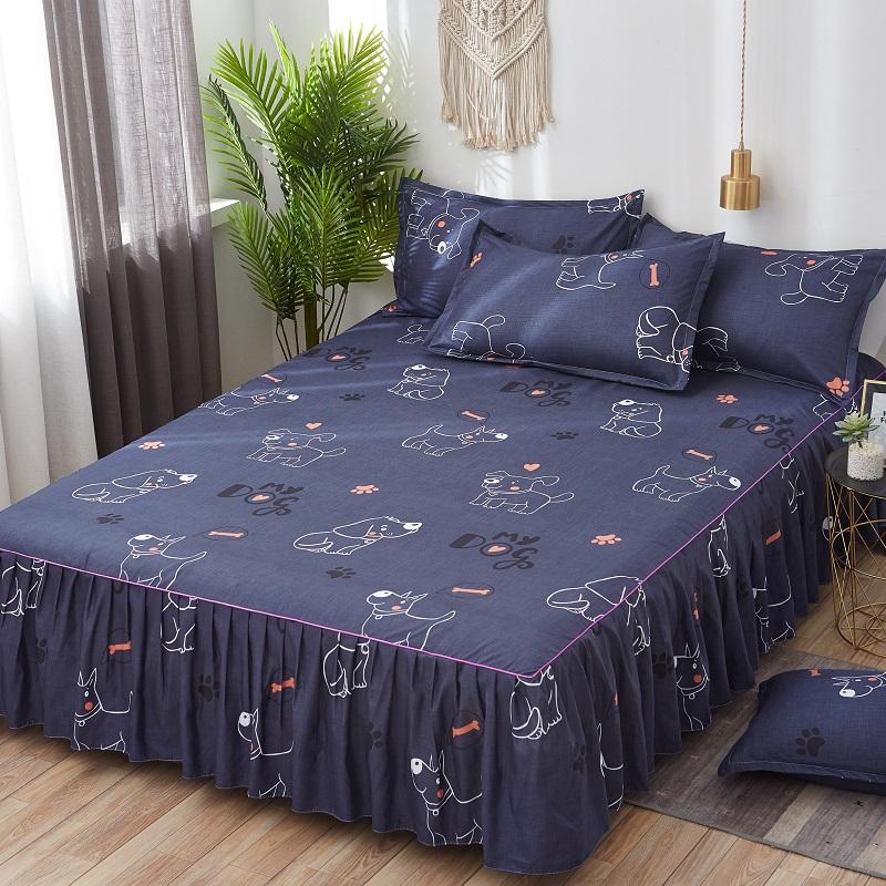 Bed Skirt Anti-dirty Sheet Bedspread Printed Elastic Band Bedclothes Queen King Skin-friendly Beds Protector Bedroom Space Decoration