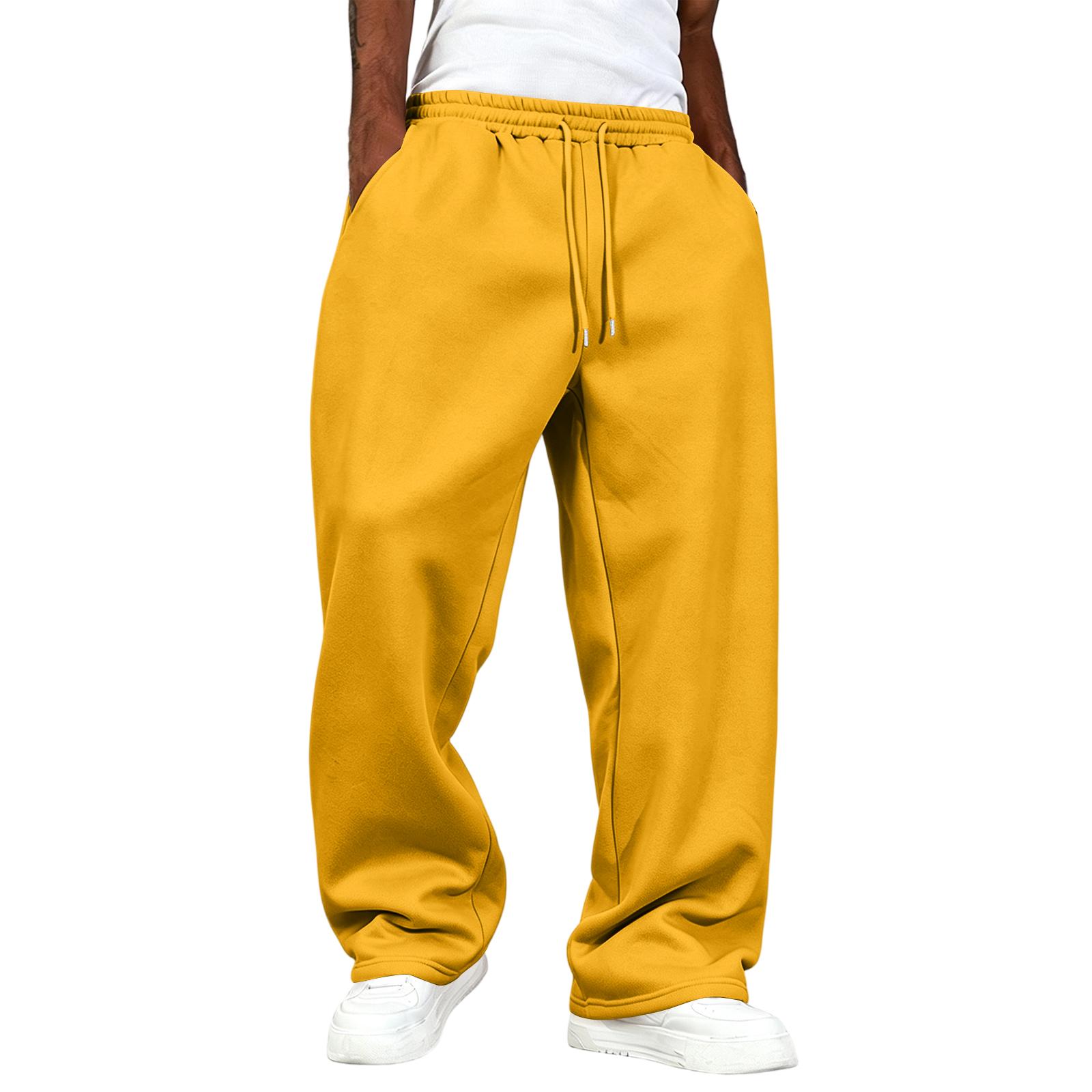 Herren Athletic Retro Street Jogginghose mit elastischem Bund für Freizeit XL gelb