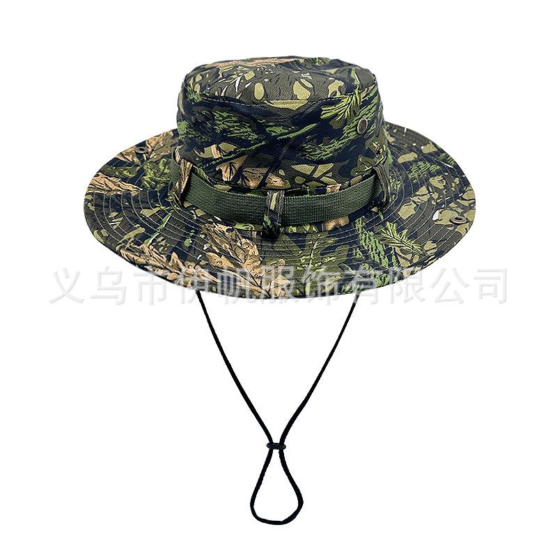 Popular Jungle Camouflage Bucket Hat Men and Women Big Brim Basin Hat Military Hat Round Edge Sun Hat Summer Climbing Hat