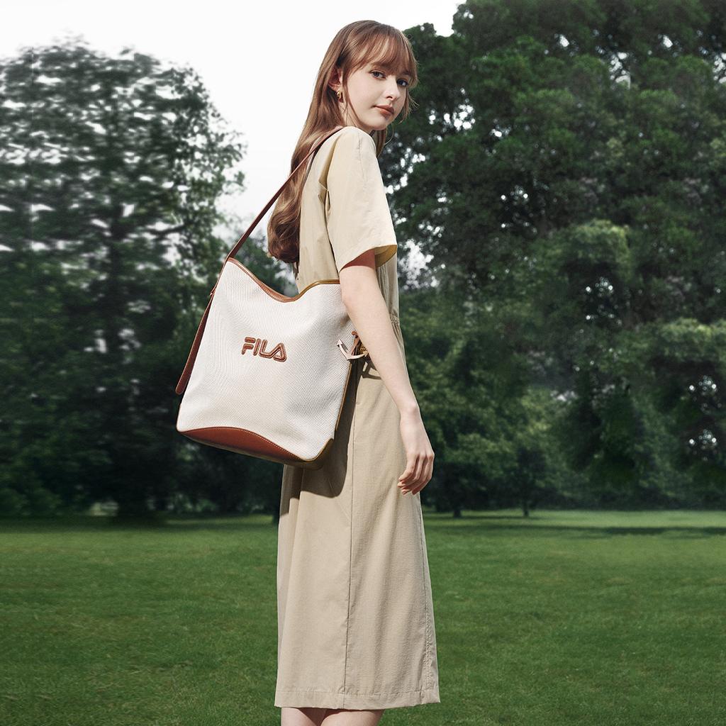 FILA Original Fashion Simple Retro Casual Versatile Comfortable Loose Lightweight Outdoor Woven Short Sleeve Dress Women dresses F51W629310FDK