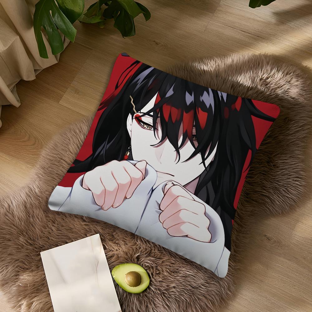 Vtuber Vox Akuma Cute Anime cushion For Bedroom Car Coffee Shop Room Soft and Living Room Sofa Decorative Pillow Cover Case