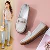 Spring and Autumn Large Size Flat-bottomed Doudou Shoes Women's Casual Soft-soled Mom Shoes Non-slip Doudou Shoes Leather Shoes Women