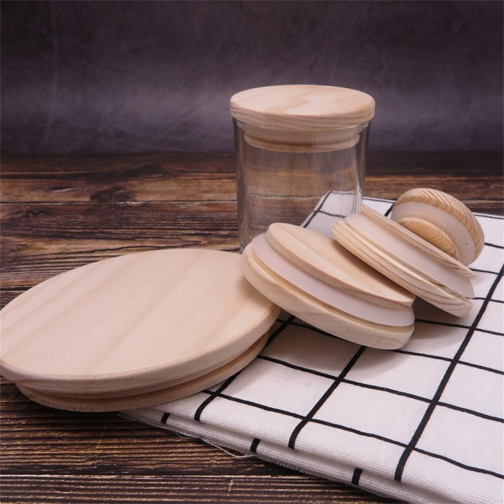 Candle Cup Glass Bottle Wooden Cover  Solid Wood Cover Wooden Storage Bottle Ceramic Jar Wooden Cover