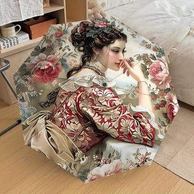 1PC Floral Pattern, Victorian Dress Umbrella-8-Rib Reinforced, Automatic Open, Lightweight & Durable, Cute Fashion Accessory for Outdoor-A1287