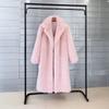 2026 Fall Winter Faux Fur Long Coat Women Blazer Collar Plus Size Thick Warm Outerwear