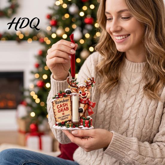 DIY Holiday Cash Gift Money Present Christmas Acrylic Holder Ornament Clear for Cash Funny Back