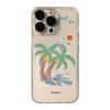 Coconut Tree Clear Phone Case, Hand-Drawn Summer Beach Palm Tree Shockproof Cover for iPhone
