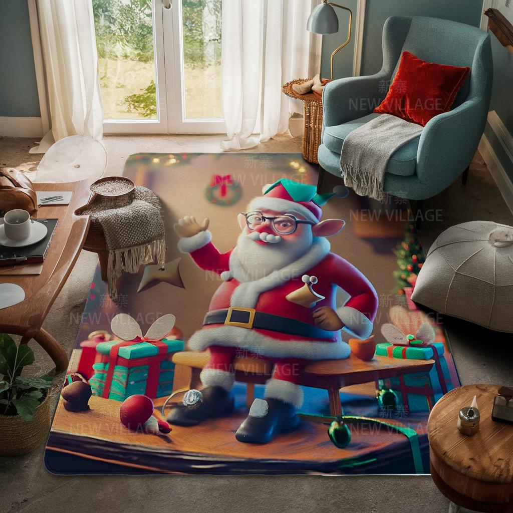 House Entrance Carpet Home Door Mat Living Room Bath Foot Bathroom Non-slip Water Absorption Rugs Bath Merry Christmas Winter