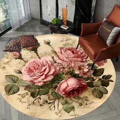Tappeto Rotondo con Motivo di Rose Romantiche Tappetino Morbido Antiscivolo per Soggiorno Camera da Letto Decorazione Casa Tappeti per Camera da Letto