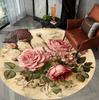 Romantic Rose Pattern Round Carpet Mat Rug Soft Non Slip Floor Mat for Living Room Bedroom Home Decoration Rugs for Bedroom