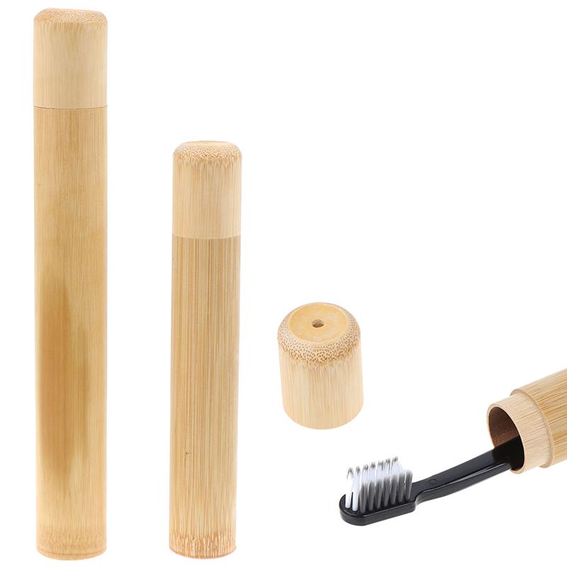 Toothbrush Wooden Case Tooth Brush Soft-Bristle Bamboo Fibre Holder Handle Tube