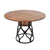 Round Dining Table 100x100x75 Cm, Kitchen Table for 4-6 People with Integrated Shelf, MDF Tabletop In Walnut Look, Modern Metal Frame, Space-saving.