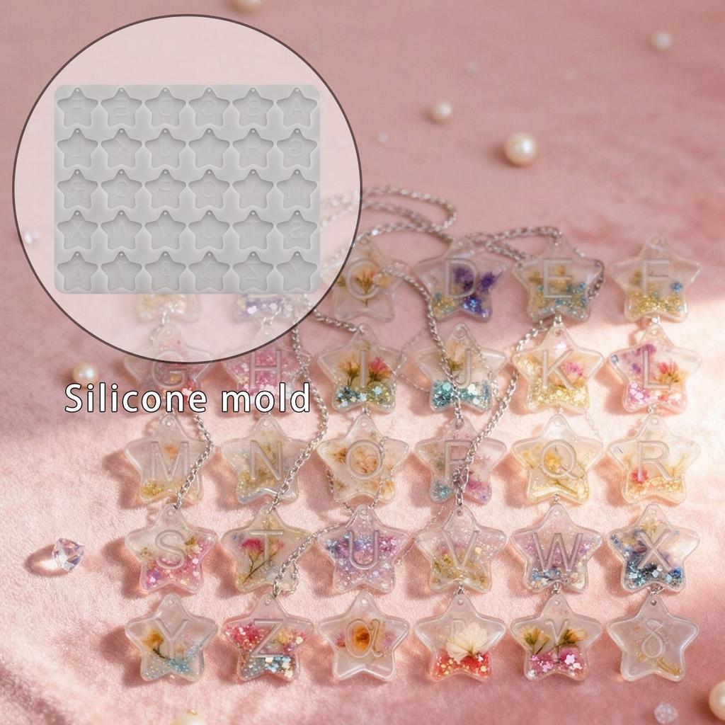 DIY Letter and Star Pendant Resin Mold for Keychains, Charms, Earrings, Plaster Silicone Mold, Holiday Gift, Creative Gift