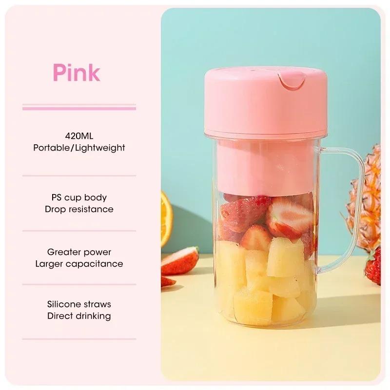 

For Gym Juicer Bottle USB Charging - Portable Electric Cup with Straw Fruit Crusher for Protein Shakes Home and Outdoor Workout рожевий