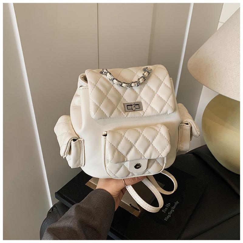 

Женский рюкзак, осенняя новинка, модный, высококлассный, с ромбовидным узором, повседневный, универсальный, дорожный, маленький рюкзак белый