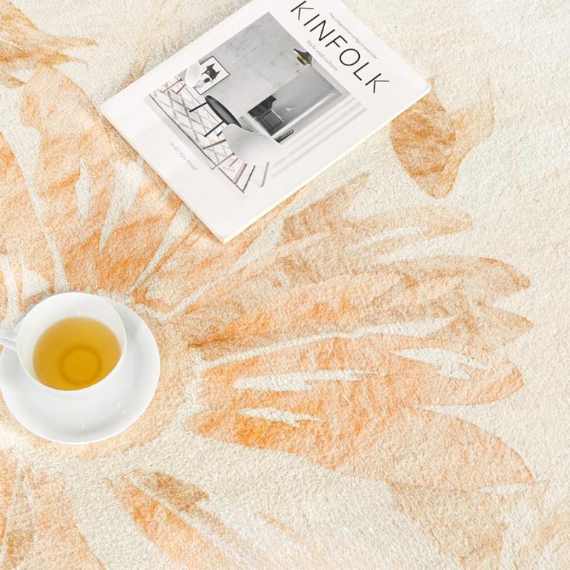 Cream Style Bedroom Decor Round Carpet Light Luxury Carpets for Living Room Thick Plush Bedside Floor Mat Fluffy Soft Lounge Rug