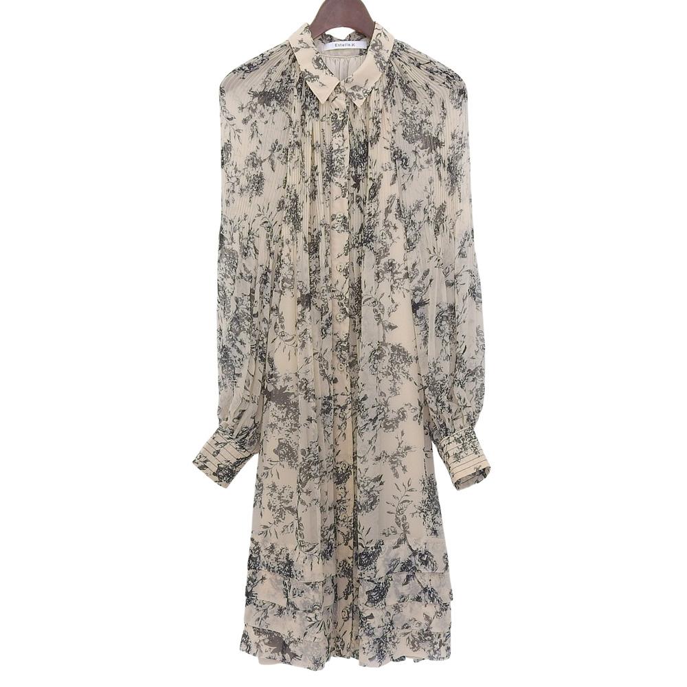 Estella.K All-over Print Dress, Women's, Beige, Size F Dress F beigeUsed