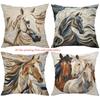 Horse Patterned Pillowcases 2D Flat Printed Office Car Sofa Bed Cushion Cover Home Bedroom Decoration