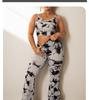 Tie-Dye Yoga Set: Women's Two-Piece High-Waist Training Pants & Flared Tank Top