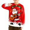 Children's Christmas Reindeer Print T-shirt Boys Cute Round Neck Long Sleeved Soft Comfortable Top