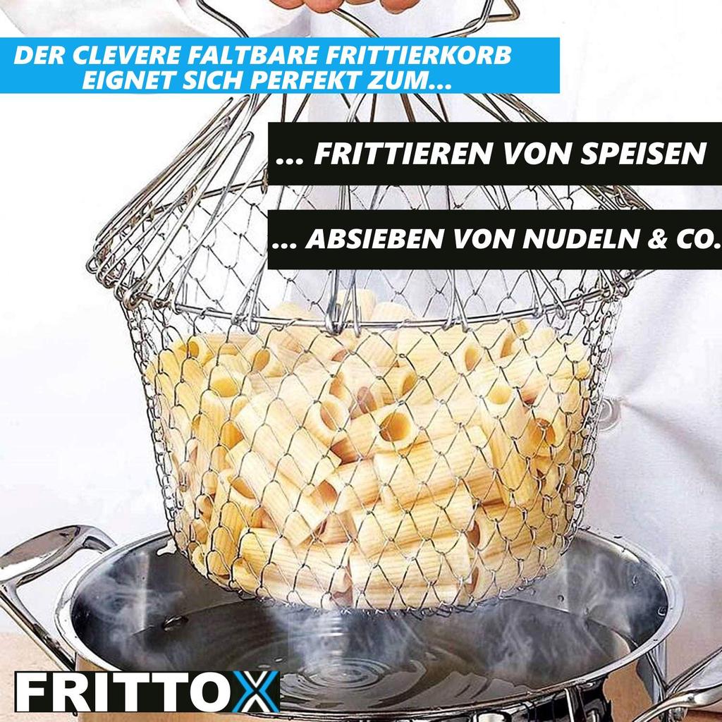 FRITTOX Panier à friture Acier inoxydable Casserole Tamis filtrant Pliable Tamis Petit panier à friture