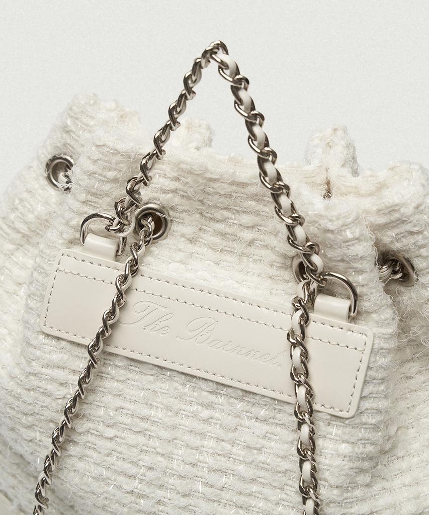 Thebarnnet Tweed Drawstring Chain Backpack_Ivory
