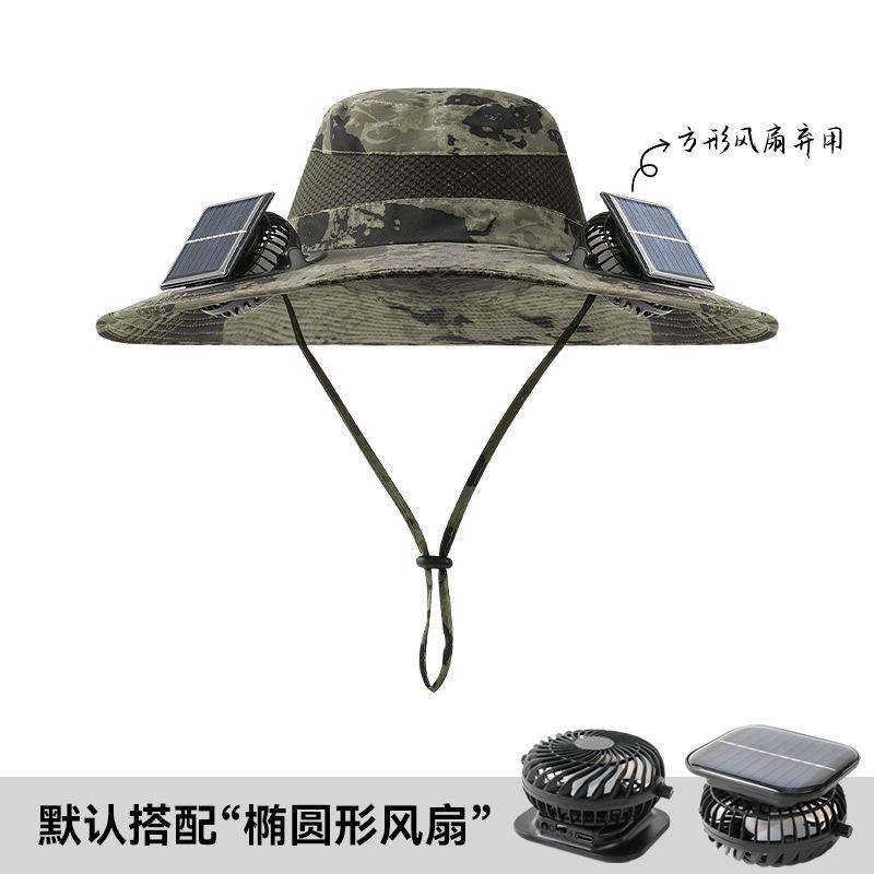 Solar Fan Fisherman Hat Men and Women Summer Outing Mountaineering Shading Sun Protection Hat Three-dimensional Big Eaves Fishing Hat Men