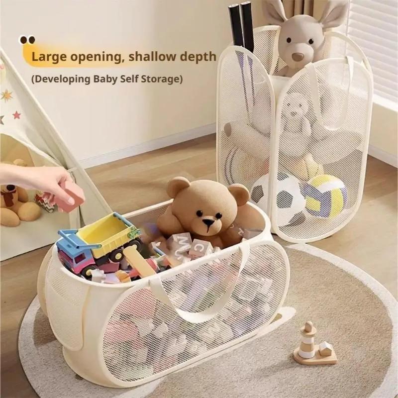 Large Kids Toy Storage Bin, Extra Capacity Organizer Basket for Stuffed Animals & Plush Toys, Portable Handle Laundry Basket