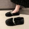 Internet celebrity flat Mary Jane Mao Mao single shoes women's shoes 2025 new autumn and winter wear warm velvet cotton shoes