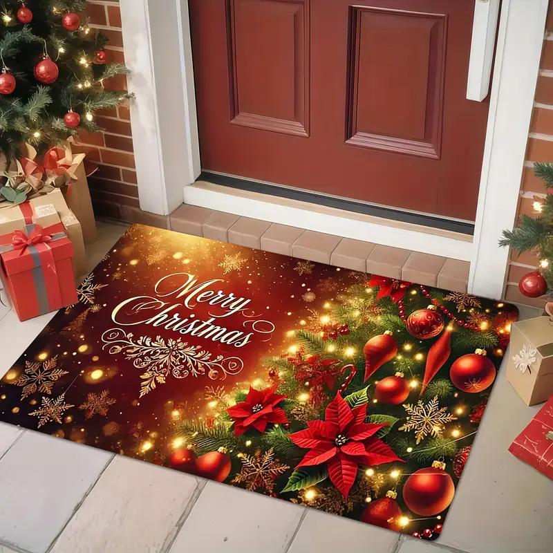 Glittering Beautiful Christmas Tree Floor Mat Entrance Welcome Doormat Bedside Balcony Hallway Christmas Decoration Carpet