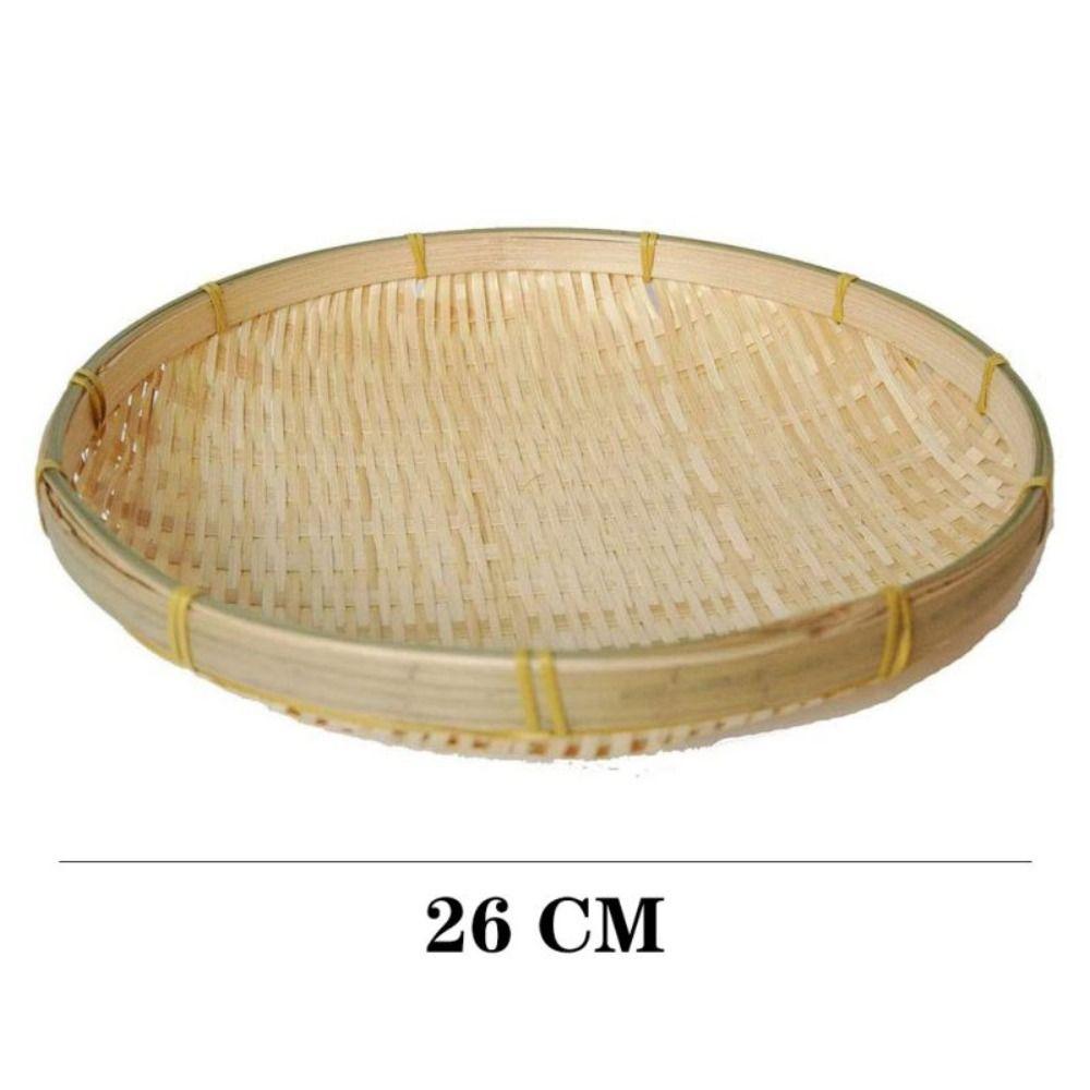 Bamboo Woven Bamboo Tray Round Wall Hanging Baskets Handmade Decorative Serving Tray  Living room