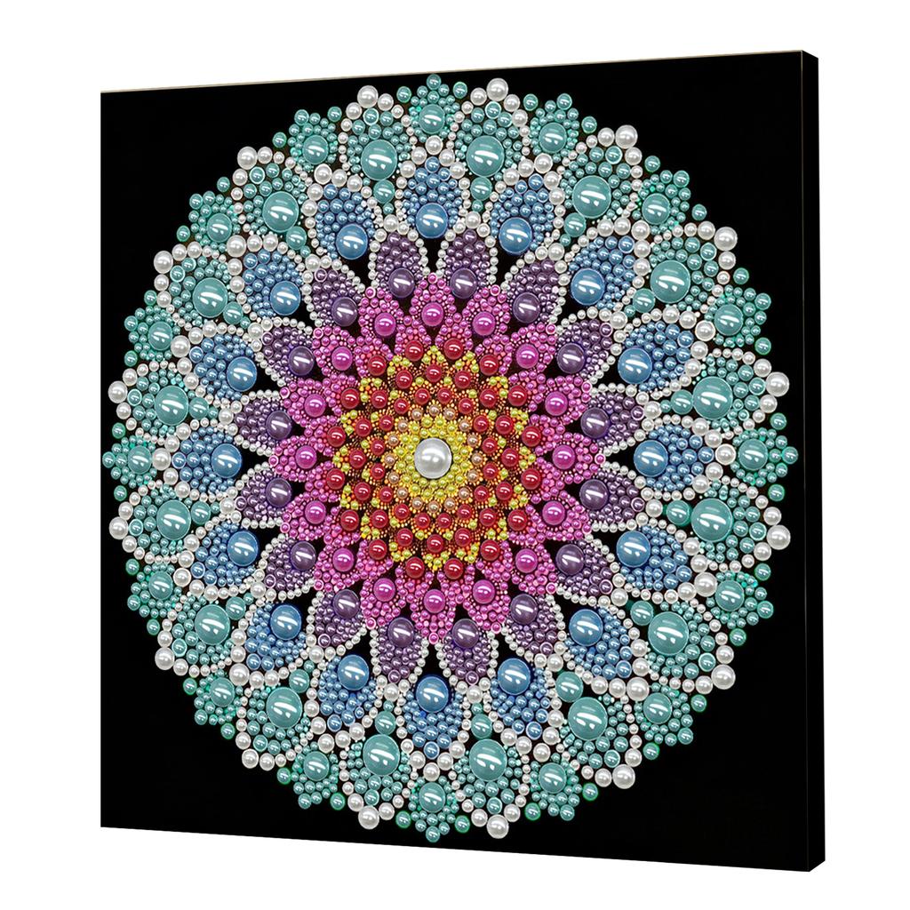 DIY Mandala Perlenpunktmalerei für Erwachsene/Anfänger Geschenk Heimdeko Perlen Edelstein Malereien Bild Kunsthandwerk 25x25cm Mit Rahmen