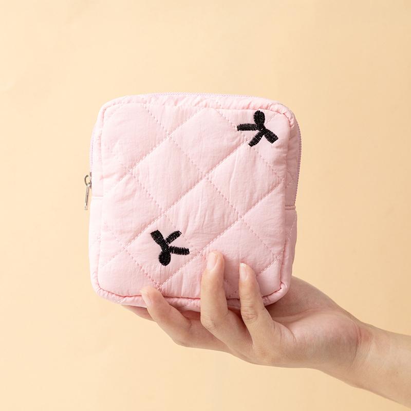 Cute Large Capacity Sanitary Napkin Storage Bags Cartoon Bow Portable Girls Physiological Period Tampon Organiser Bag Pouch